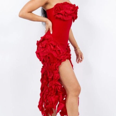Strapless petal bodycon dress