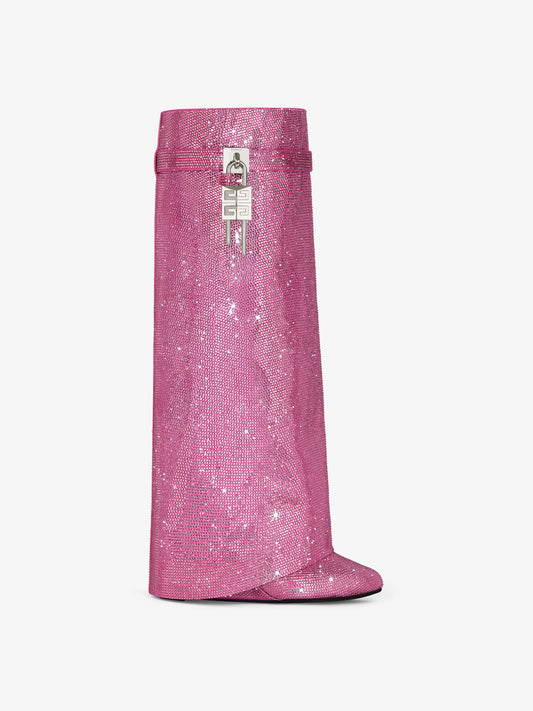 Givenchy Shark Lock boots in satin with strass Pink