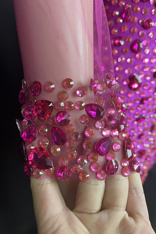 Seductive mesh crystal jumpsuit