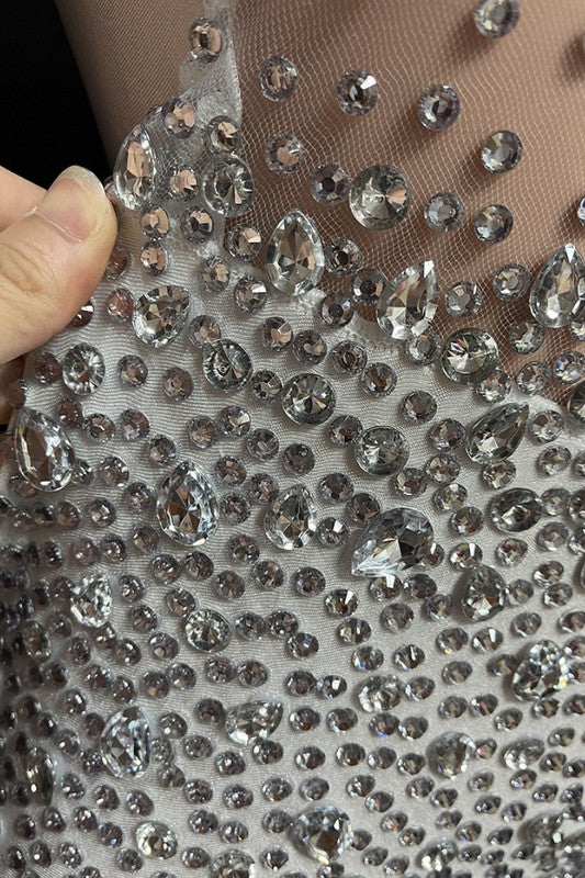 Seductive mesh crystal jumpsuit