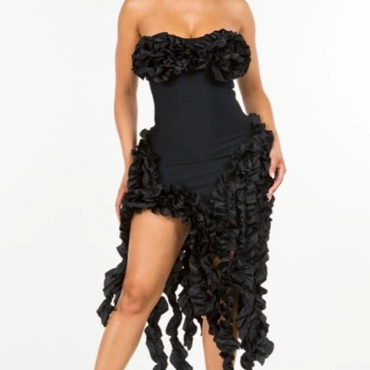 Strapless petal bodycon dress