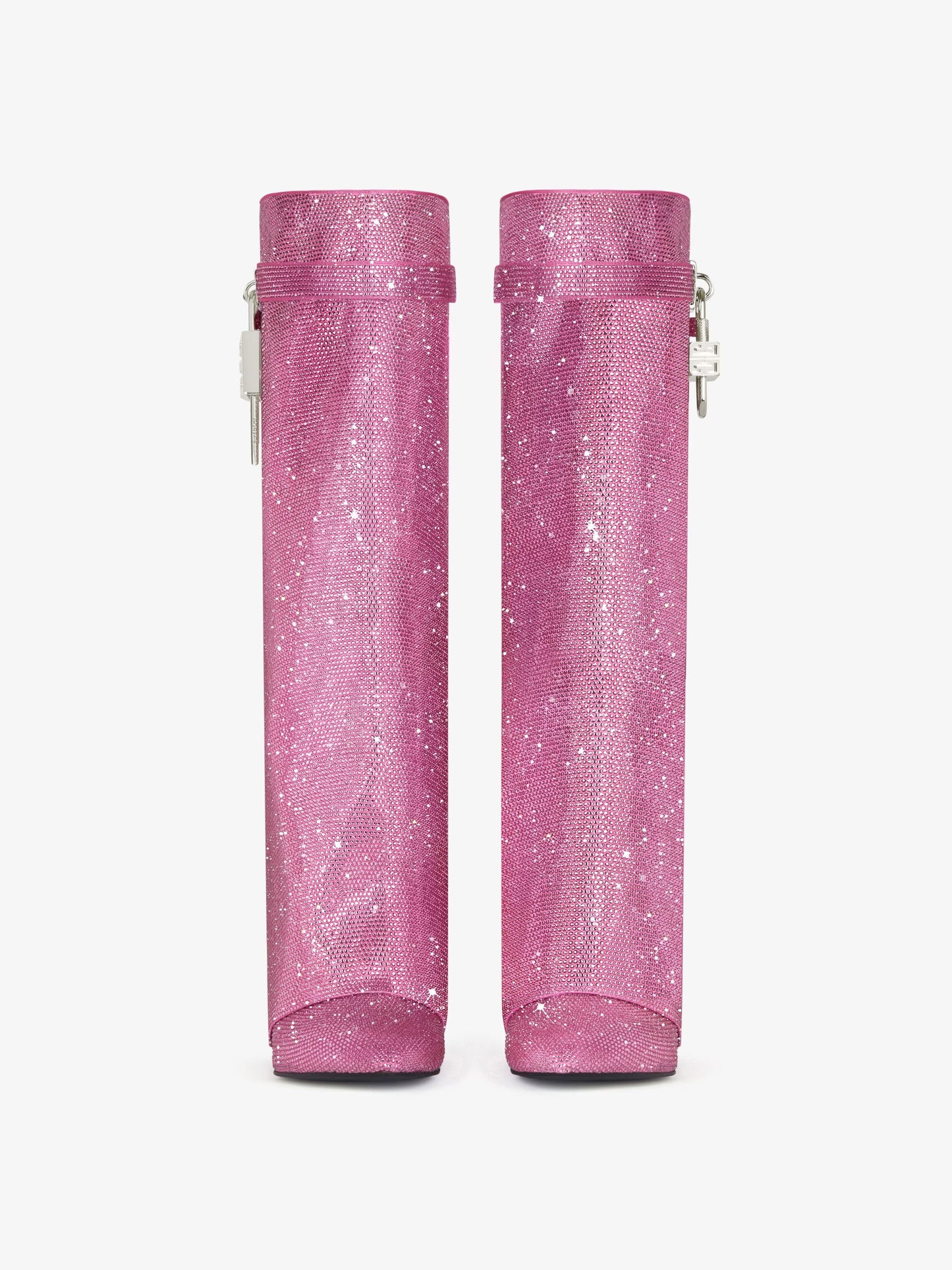 Givenchy Shark Lock boots in satin with strass Pink