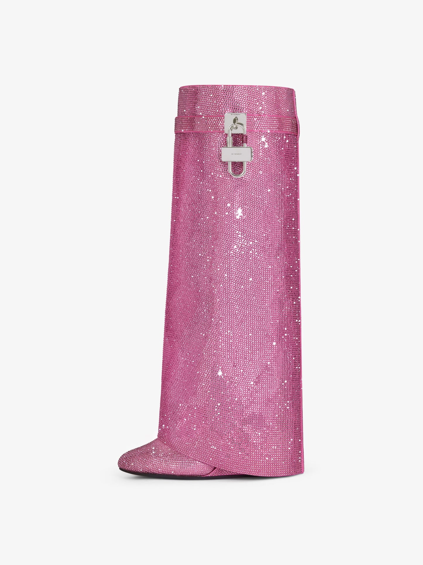 Givenchy Shark Lock boots in satin with strass Pink