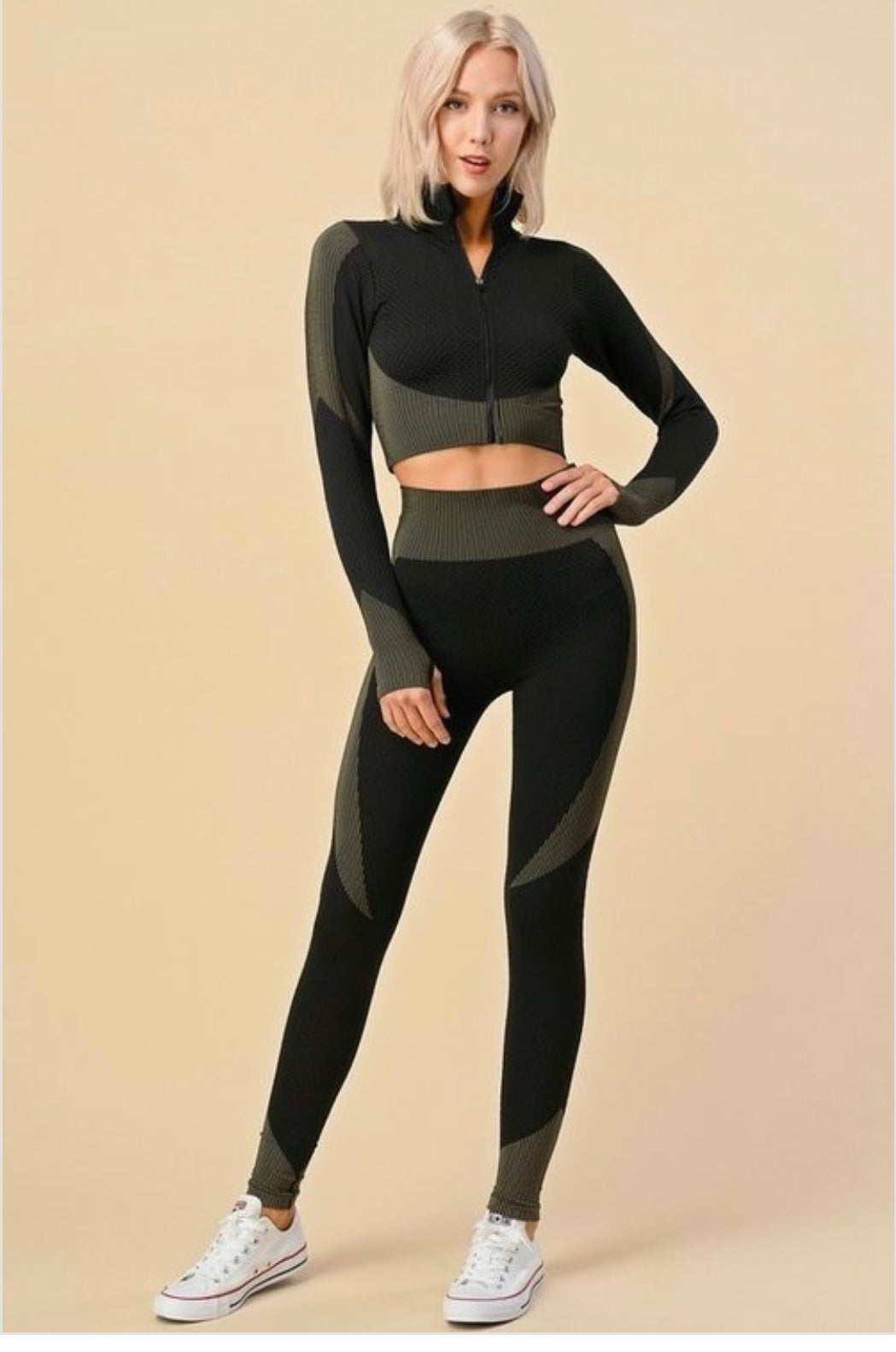 Zip up crop gym jumpsuit