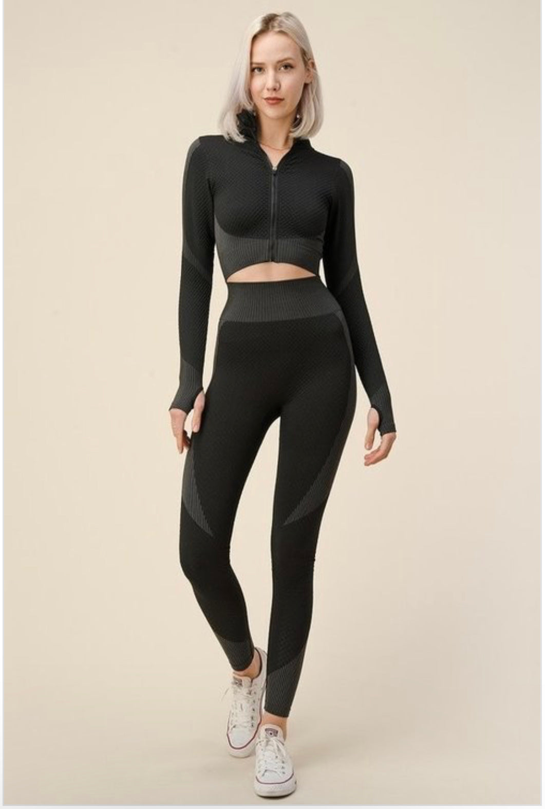 Sport Legging zip up crop set