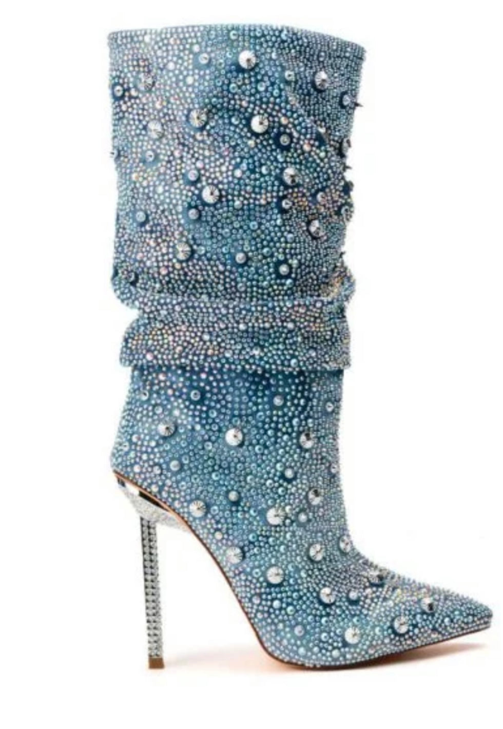 BLING STILETTO BOOTIE IN DENIM