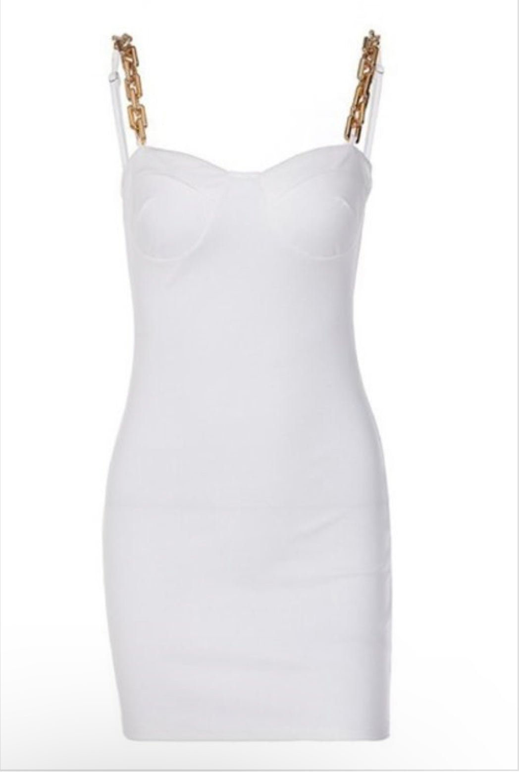 Metal strap halter dress