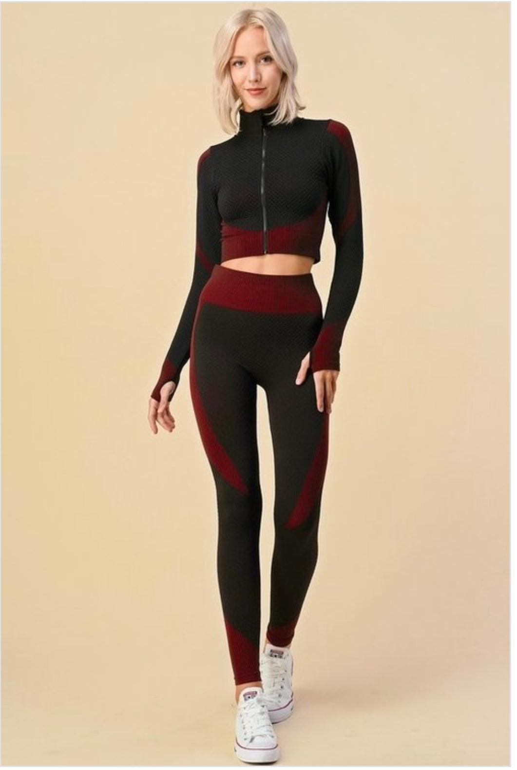 Zip up crop gym jumpsuit