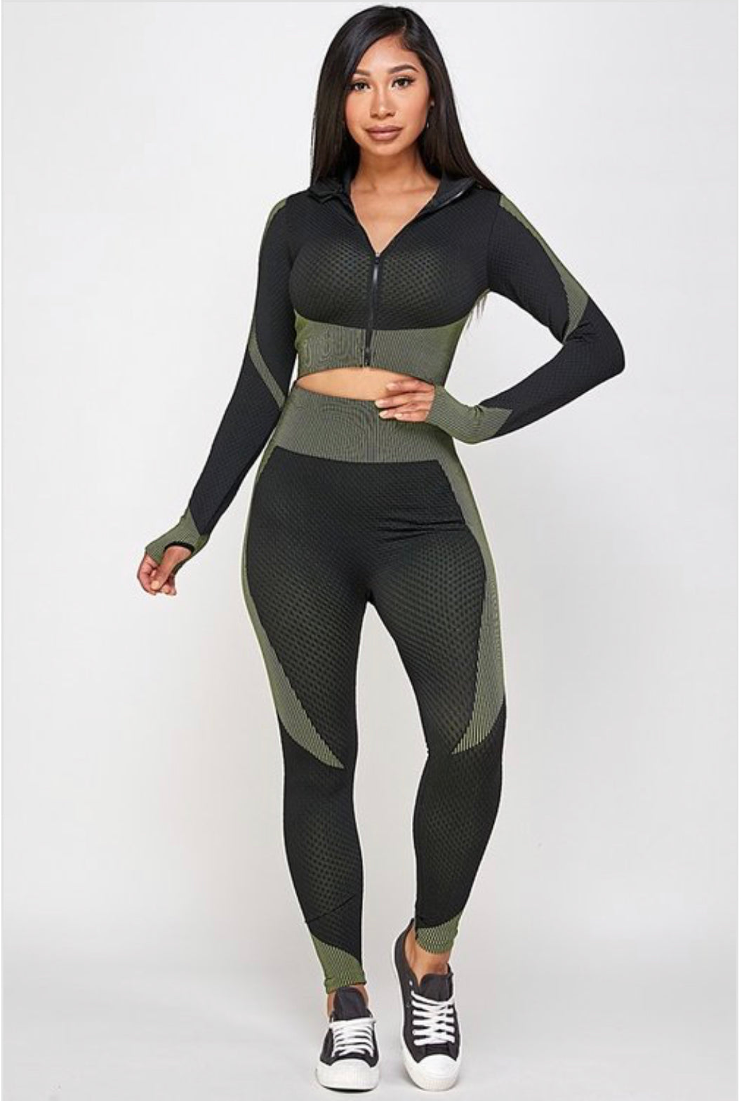 Zip up crop gym jumpsuit