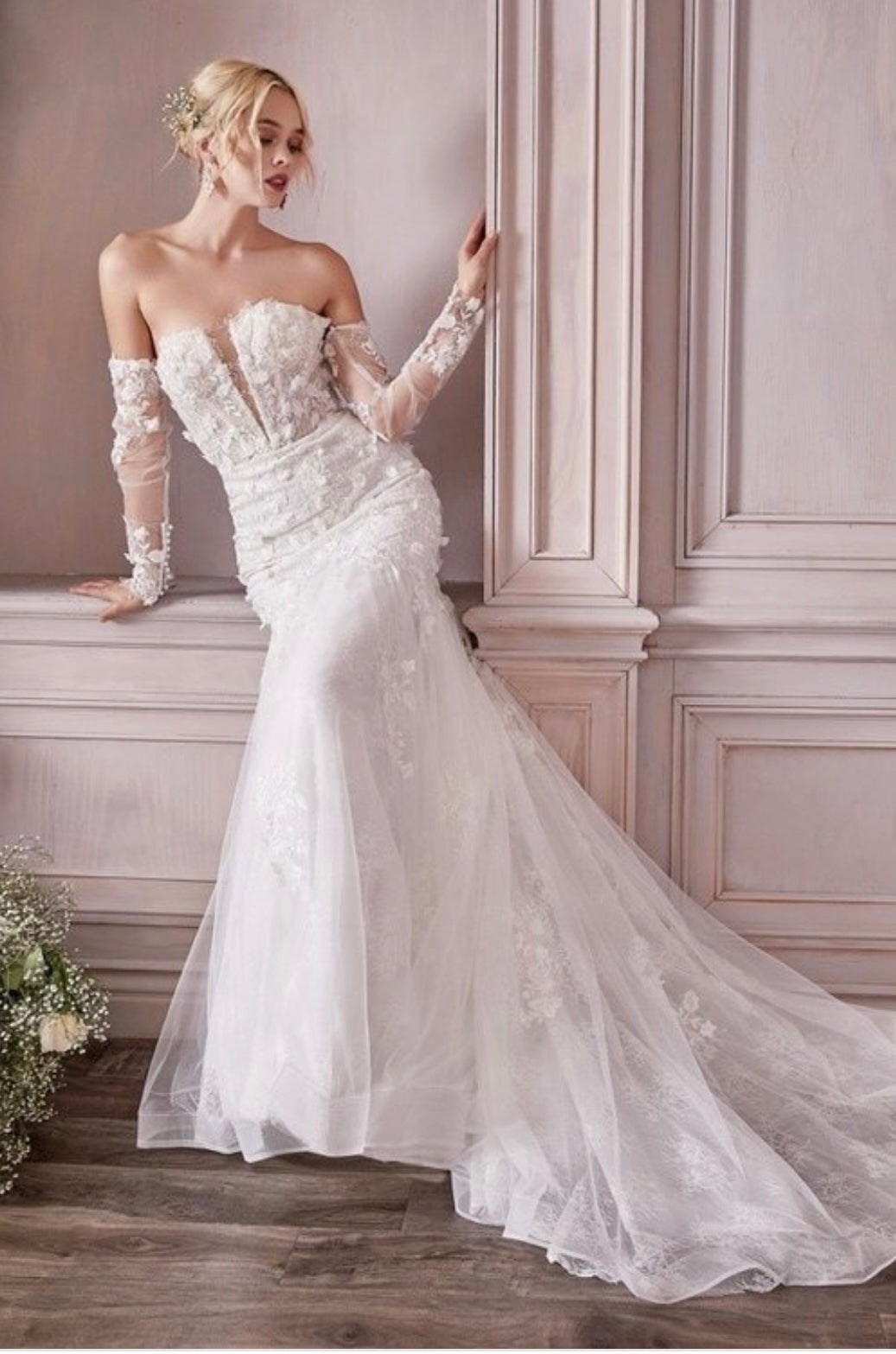 FITTED LONG SLEEVE BRIDAL GOWN BY CINDERELLA DIVINE