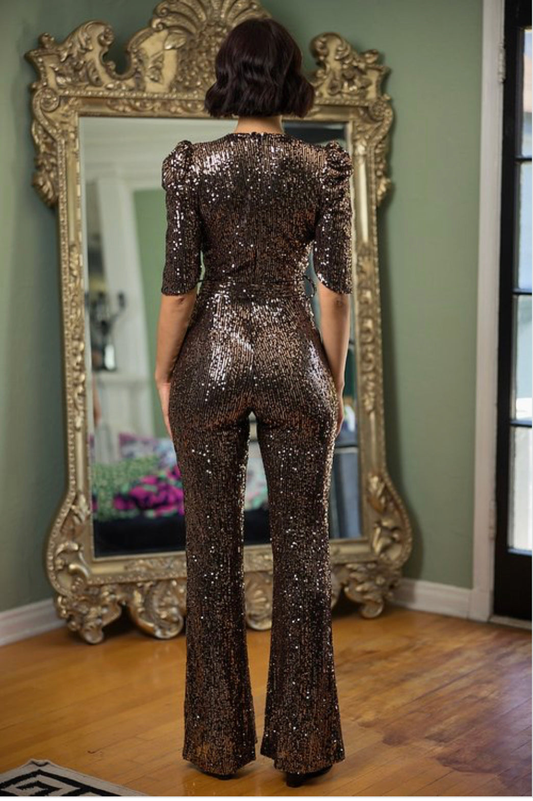 Sequins short sleeve Jumpsuit