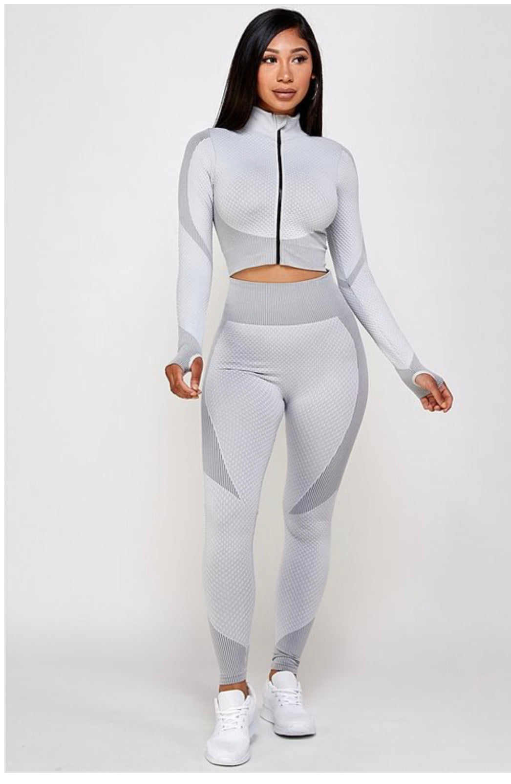 Zip up crop gym jumpsuit