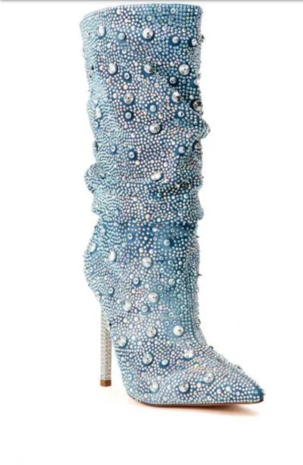 BLING STILETTO BOOTIE IN DENIM