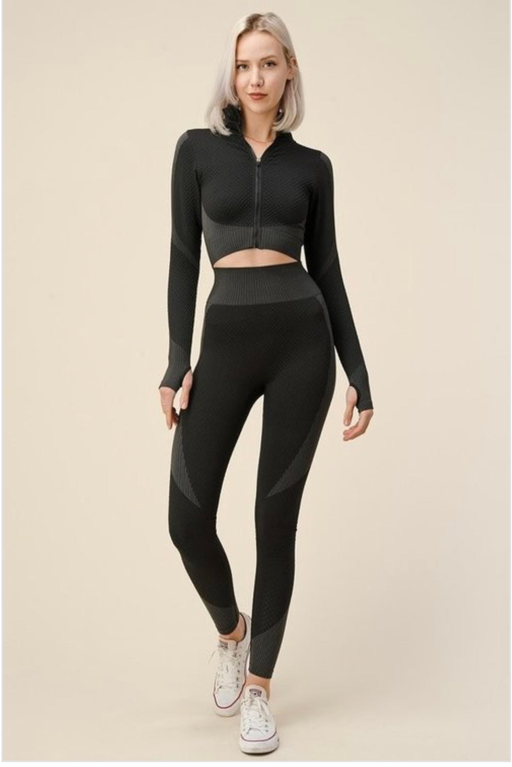 Zip up crop gym jumpsuit