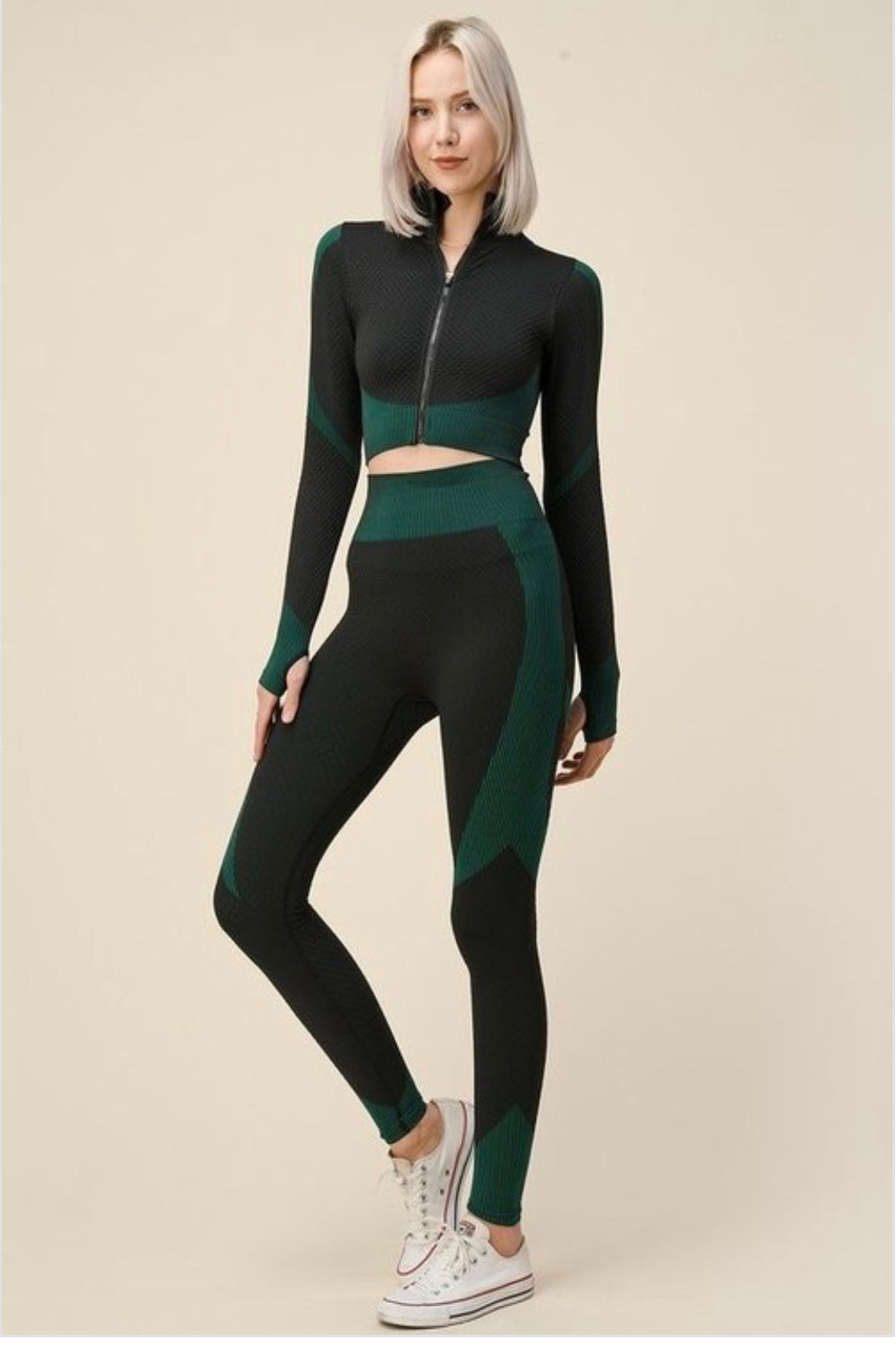 Zip up crop gym jumpsuit