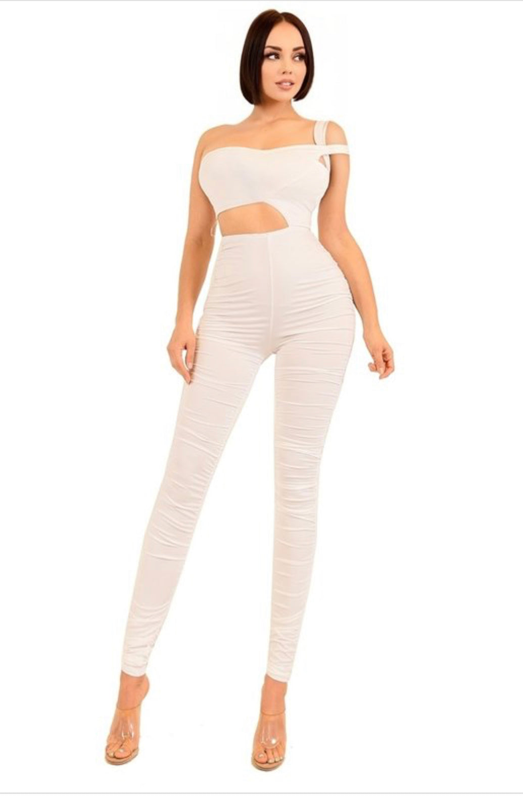 ONE SHOULDER STRAP CUTOUT JUMPSUIT