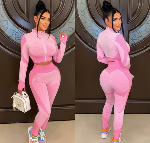 Zip up crop gym jumpsuit