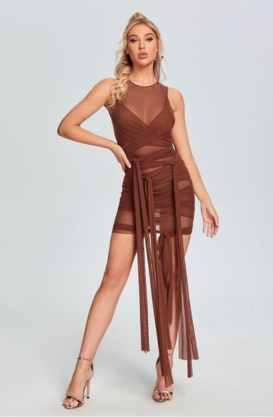 Net yarn dress